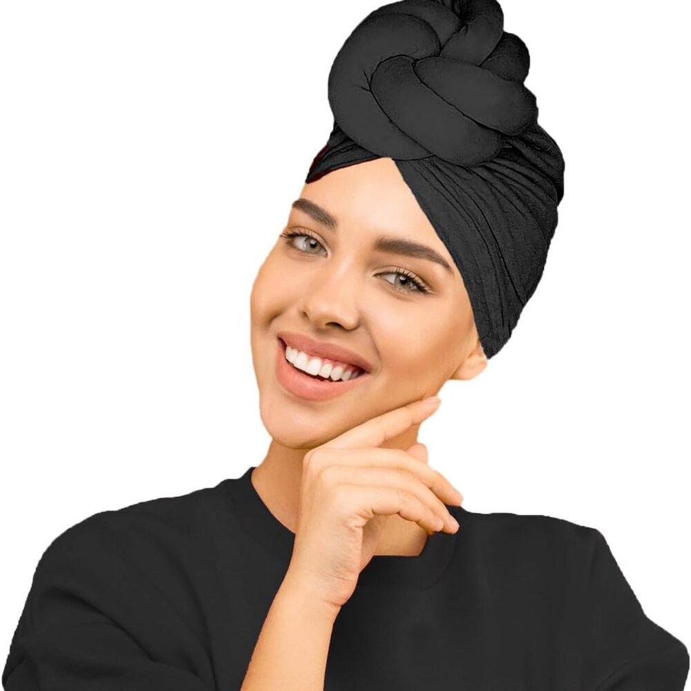 Women Turbans And Head Wraps, Women African Turban Flower Knot Pre-Tied Bonnet B